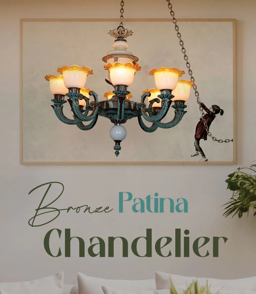 Bronze Patina chandelier.