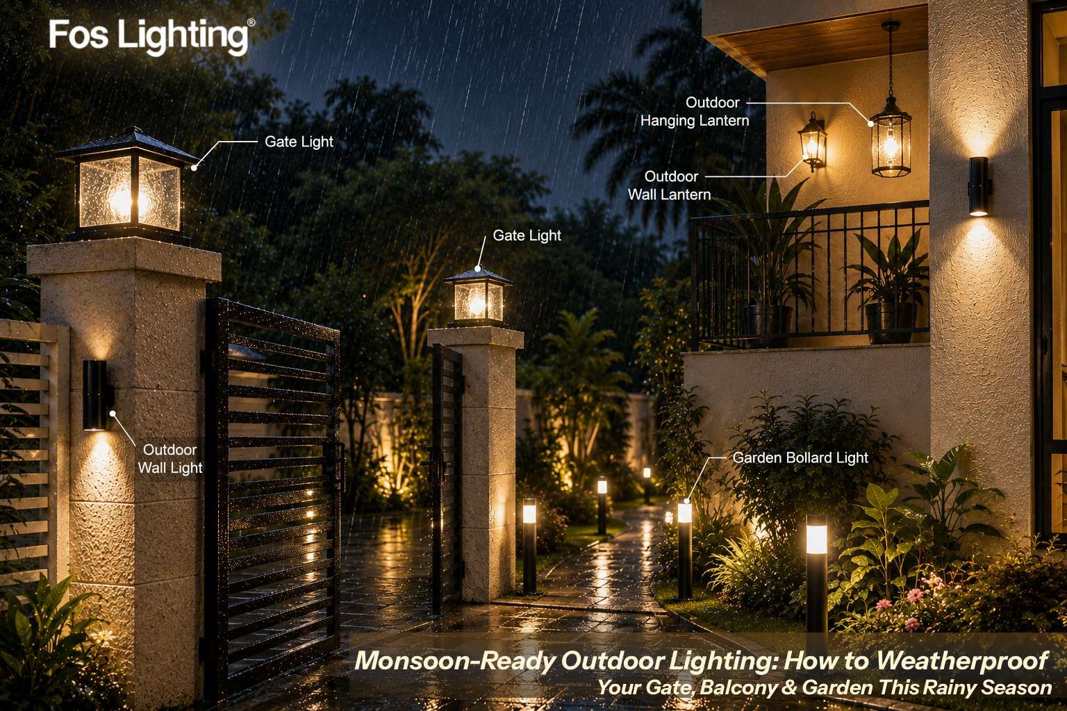Monsoon-Ready Outdoor Lighting: How to Weatherproof Your Gate, Balcony & Garden This Rainy Season