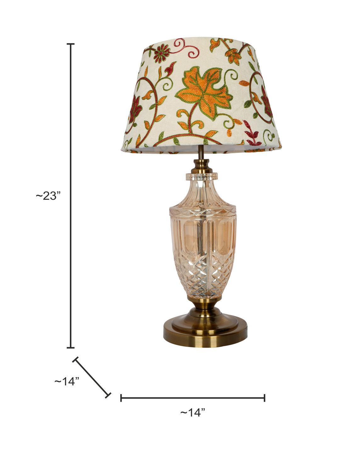 Kashmiri Embroidered Velvet Shade Trophy Table Lamp