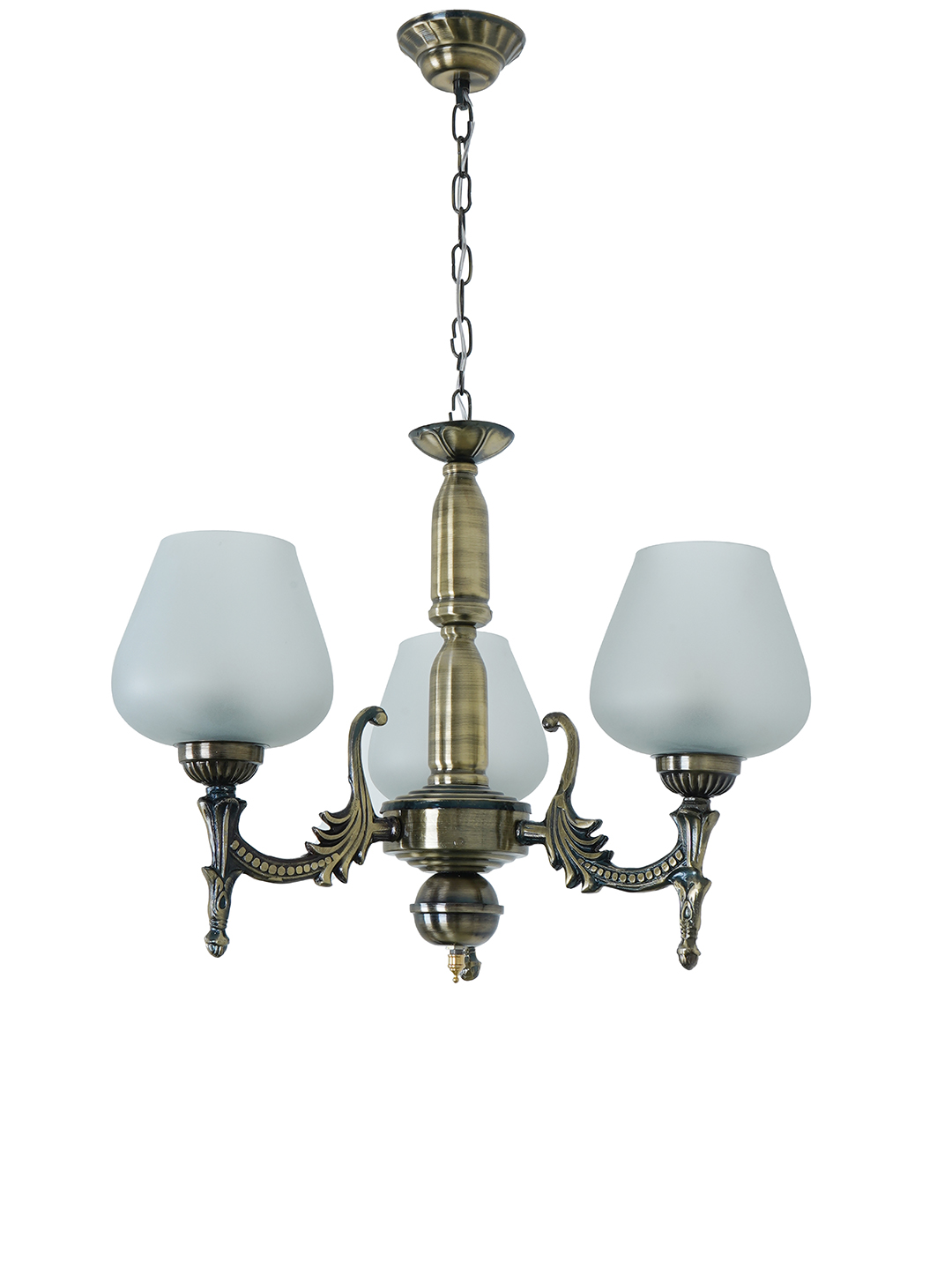 Antique Brass 16 Inch Wide Steel 3-Light Mini Ceiling Chandelier