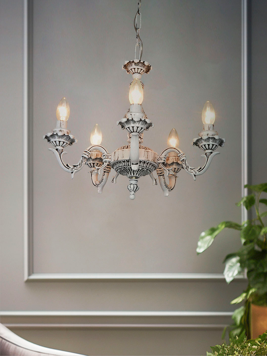 Traditional Swan Candelabra Chandelier in Antique White - Home